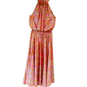 Chelsea & Theodore 2 Pc Boho Halter And Midi Skirt Pink/Gold Metallic Size Small